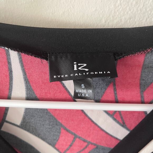 Y2K Babydoll Top Womens Small Faux Wrap Top w/ Split Sleeves Red Black Iz Byer - Picture 4 of 8